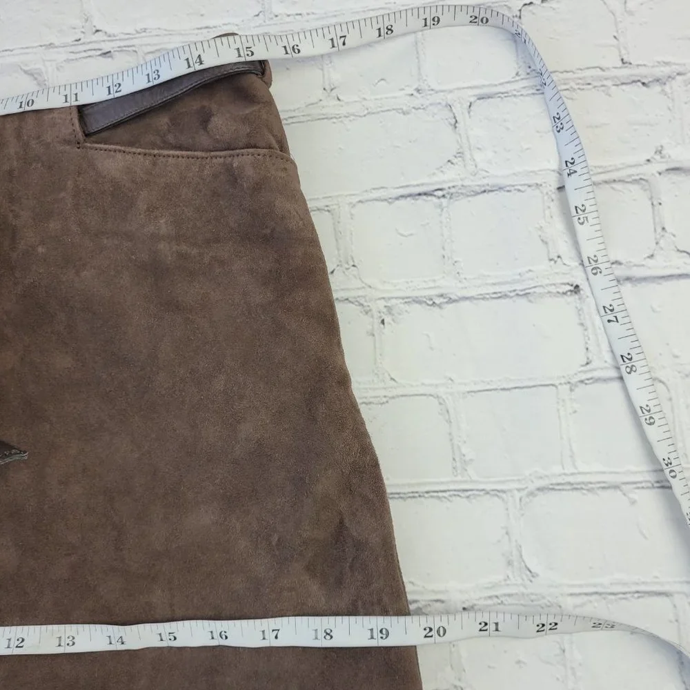 INC International Concept Woman’s brown genuine suede leather skirt size 6 - Picture 3 of 13